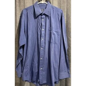 BOSA Blue Cotton‎ Poly Blend Long Sleeve Button Down Men's Dress Shirt Size 18